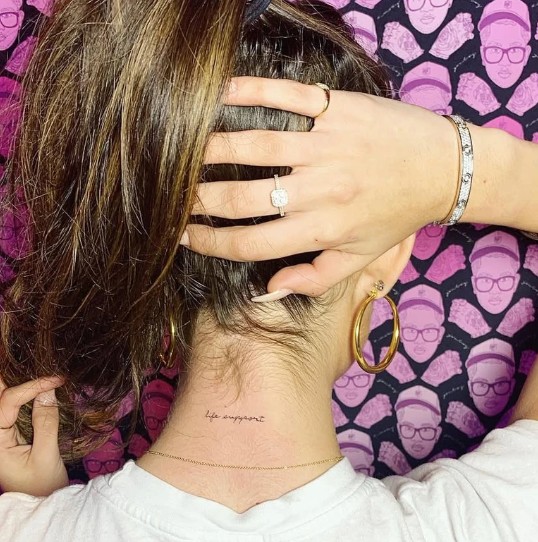 Madison Beer's 'Life Support' tattoo on the back of her neck