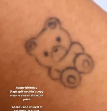 Madison Beer's Teddy Bear tattoo on her left foot
