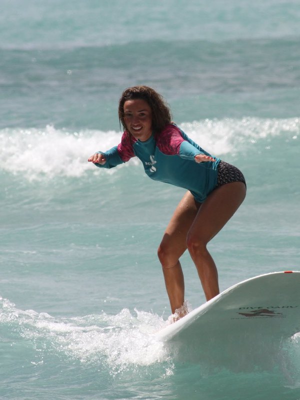 Nutsa Buzaladze surfing at Waikiki Beach in Hawaii
