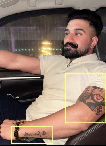 Rana Balachauria's Sai Surinder picture and name tattoo on his left arm