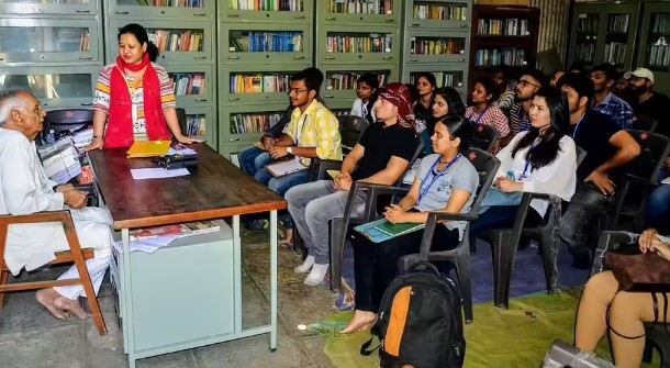 Some college students during their field study with Baba Adhav