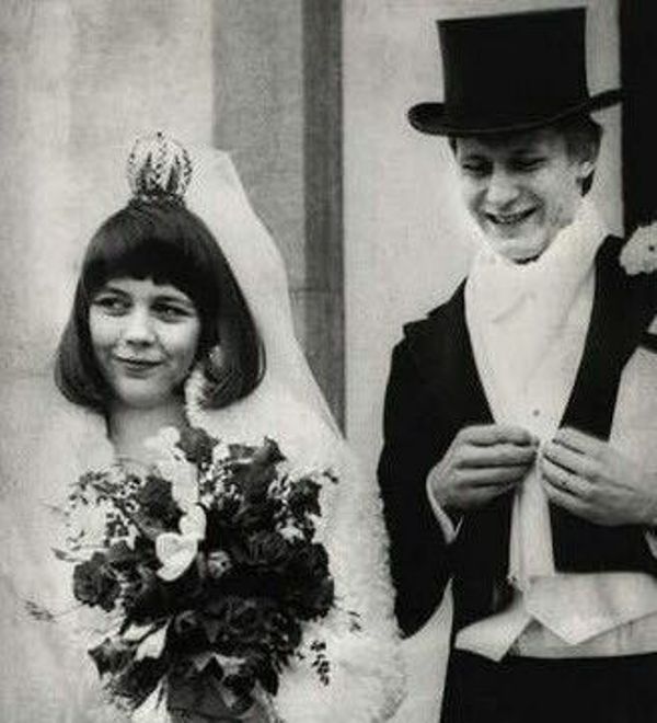 A picture of Stellan Skarsgård and My Skarsgård from their wedding day