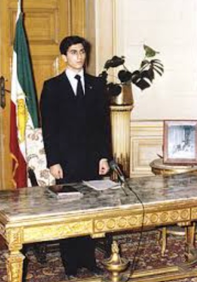 Reza Pahlavi's swearing in as the new king of Iran on 31 October 1980 at Koubbeh Palace, Cairo