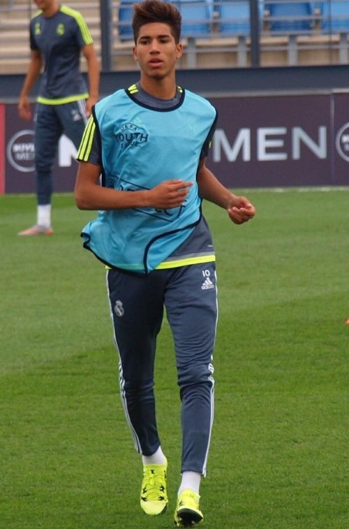 Achraf Hakimi while playing a football match in 2015