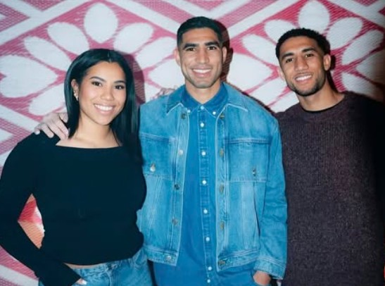 Achraf Hakimi with his brother and sister