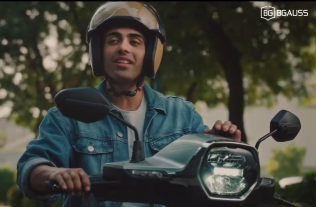 Akshun Mahajan in a still from an advertisement of BGauss Electric