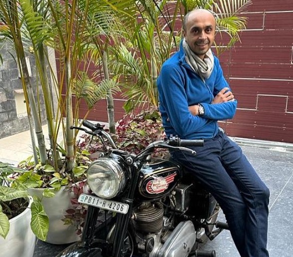 Albinder Singh Dhindsa with his Royal Enfield