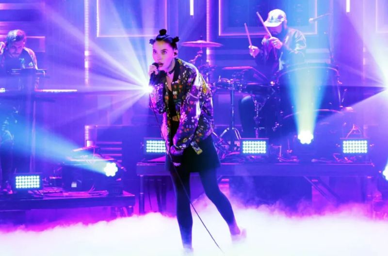 Bishop Briggs while performing 'River' on The Tonight Show Starring Jimmy Fallon (2016)