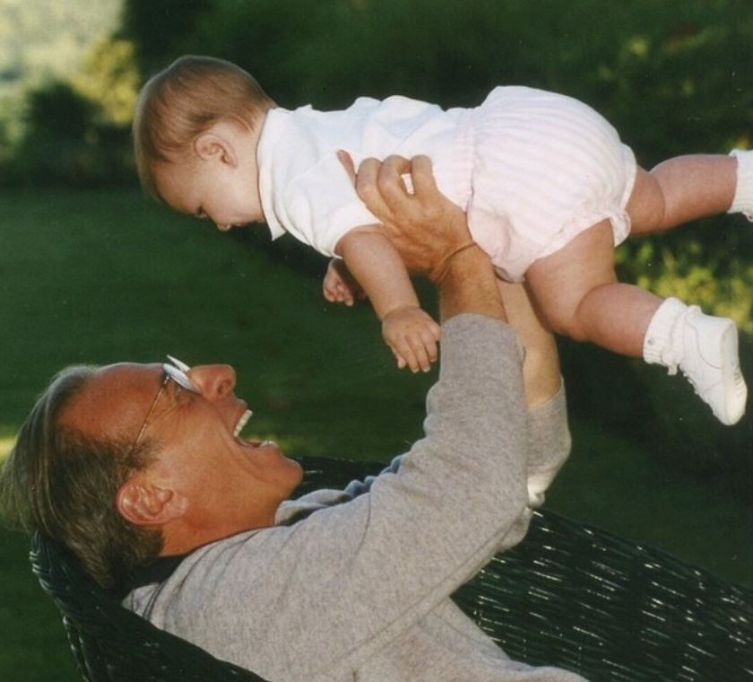 Childhood picture of Nicola Peltz with her father