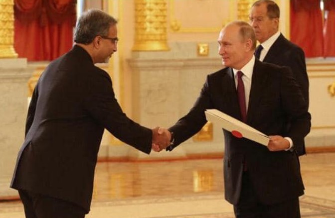 D. Bala Venkatesh Varma while meeting PresidentVladimir Putin at the Alexander Hall of the Grand Kremlin Palace