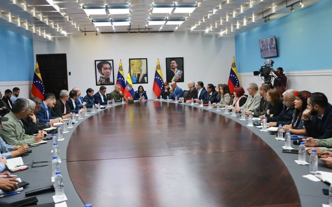 Delcy Rodríguez, while taking her first meeting after becoming President of Venezuela