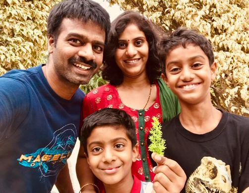 Madhu Gottumukkala with his wife and sons