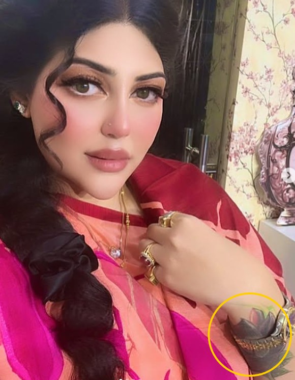 Pamela Goswami's tattoo on her right arm