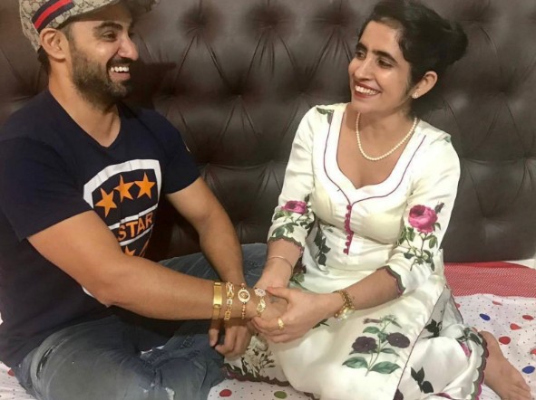 Resham Singh Anmol with his sister