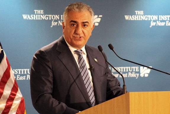 Reza Pahlavi while speaking at the Washington Institute for Near East Policy, in 2018