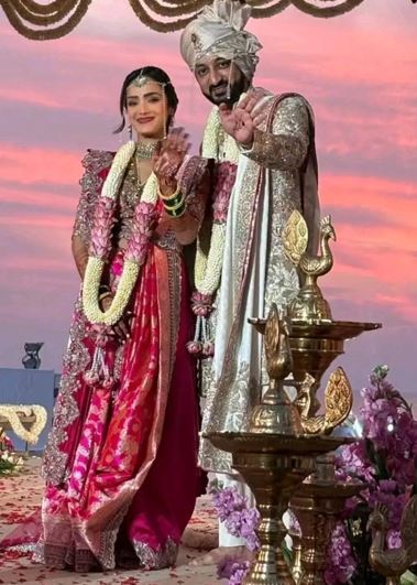 Rutuja Patil with Jay Pawar during their marriage