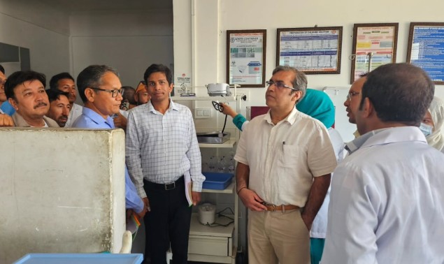 Sanjeev Khirwar while inspecting a hospital