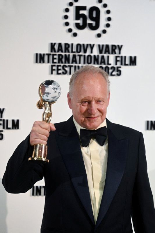 Stellan Skarsgård after winning an award at the 59th Karlovy Vary International Film Festival