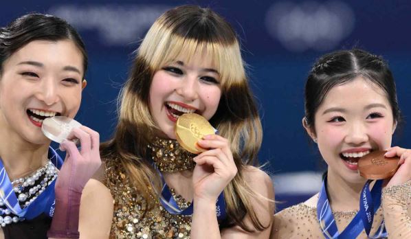Alysa Liu (middle) at the 2026 Winter Olympics