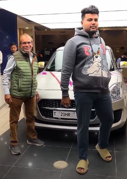 Archit Kaushik with his father