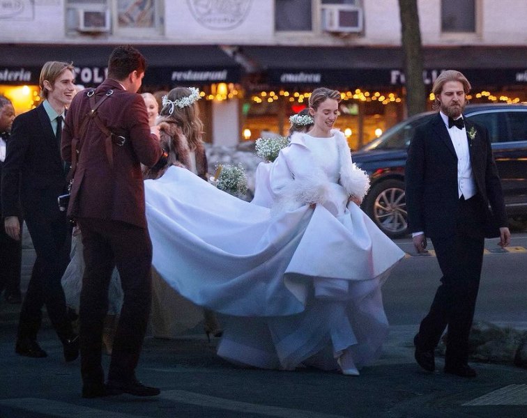 Christian Lee Hutson and Maya Hawke on their wedding day