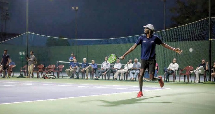 Dhakshineswar Suresh practising tennis during the COVID-19 pandemic