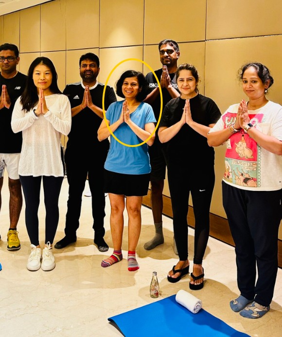 Irina Ghose posing after a yoga session