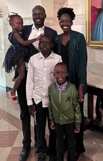 Peter Biar with his wife and children