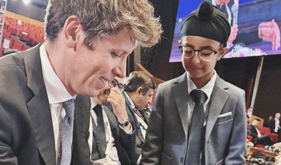 Ranvir Sachdeva, while interacting with OpenAI CEO Sam Altman, at the India AI Impact Summit 2026 in New Delhi