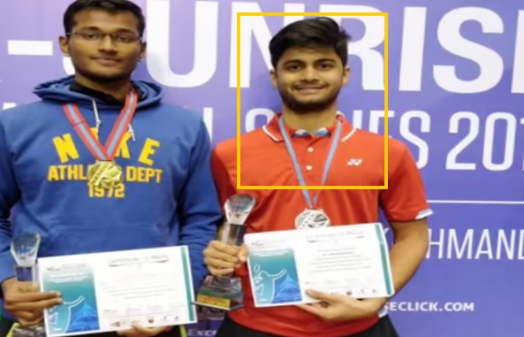 Sarang Lakhanee after winning a medal in a badminton championship