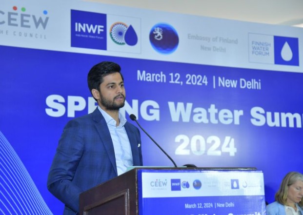 Sarang Lakhanee while speaking at a summit for water management