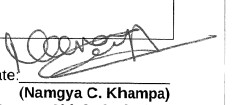 Signature of Namgya Choden Khampa