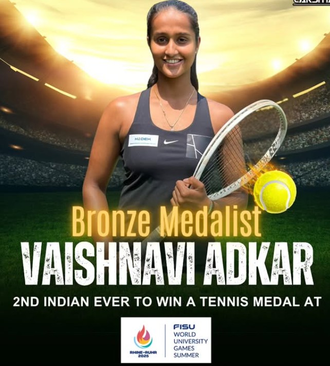 Vaishnavi Adhkar after winning a medal at the FISU World University Games in Germany in 2025