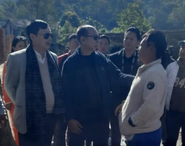 Yumnam Khemchand Singh during his visit to two Kuki villages in Ukhrul and Kamjong districts in Manipur in December 2025