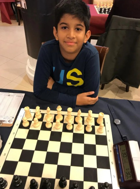 An old picture of Aarav Dengla during a chess competition in SantMarti, Barcelona