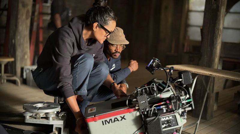 A picture of Autumn Durald Arkapaw and filmmaker Ryan Coogler from the set of the film 'Sinners' (2025)