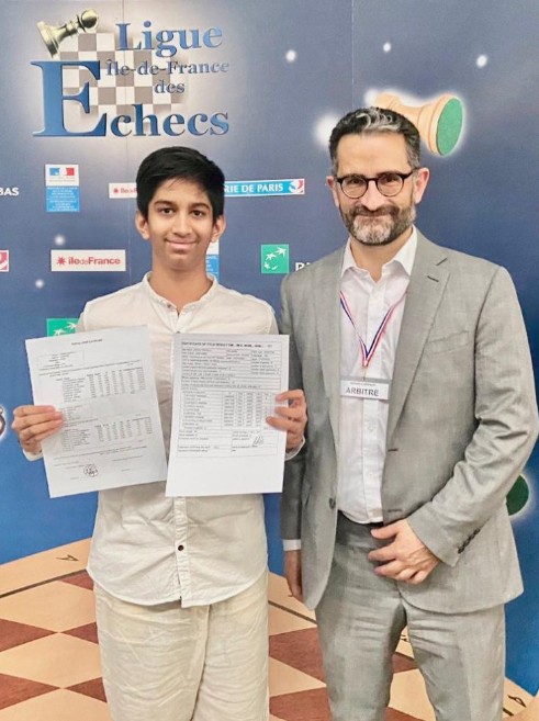 Aarav Dengla after winning the Cap d’Agde Chess Festival (2024)