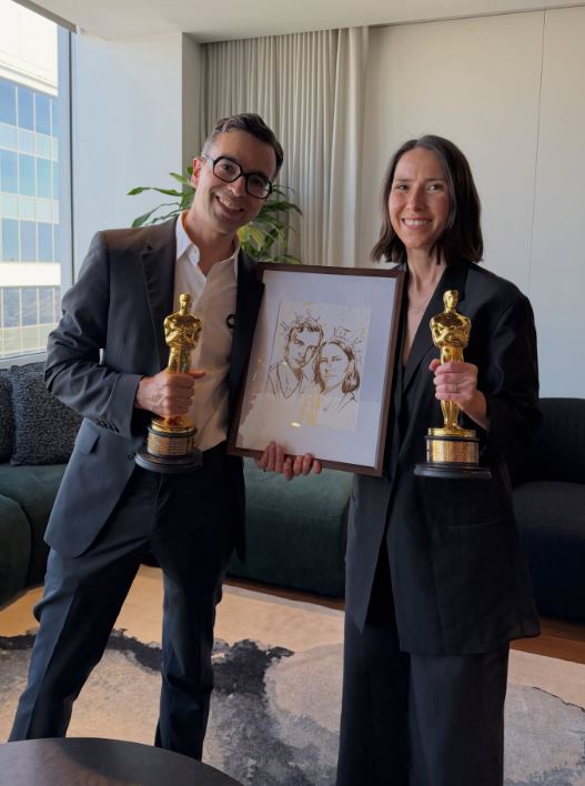 Alexandre Singh and Natalie Musteata with their Oscar awards