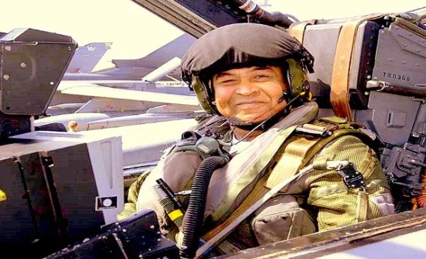 An old picture of Syed Ata Hasnain during the testing of a fighter jet