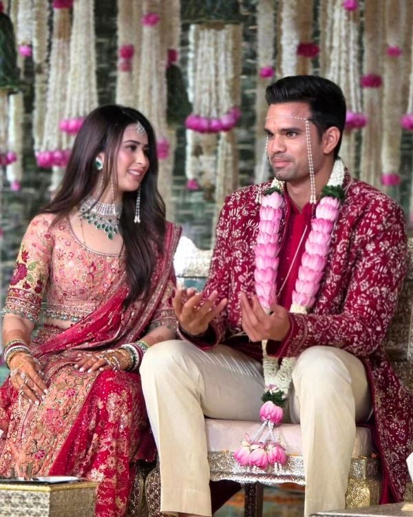 Arjun Tendulkar and Saaniya Chandhok on their wedding day