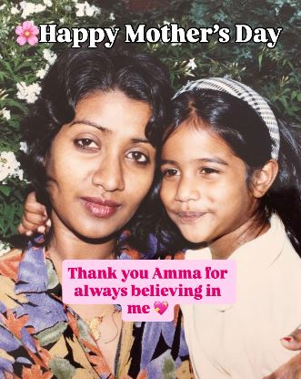 Childhood picture of Uma Kumaran with her mother