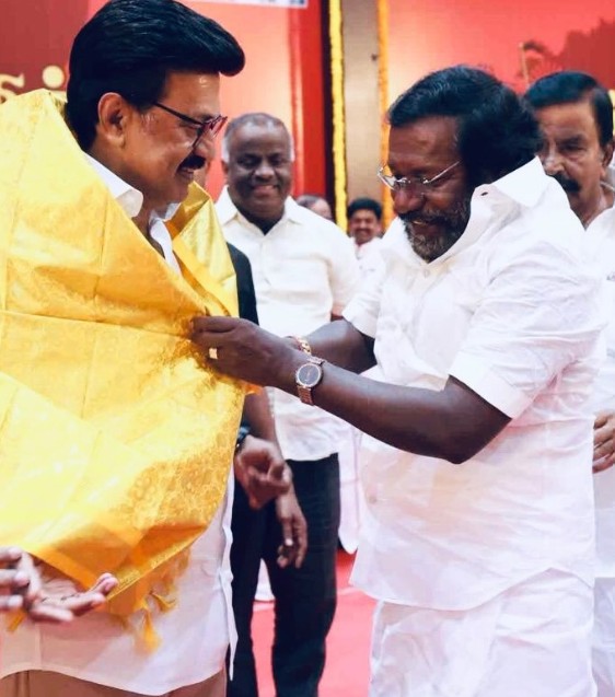 Karunas with M K Stalin, Chief Minister of Tamil Nadu