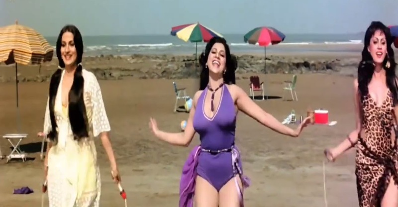 Madhu Malhotra (centre) in a still from the film Satte Pe Satta (1982)