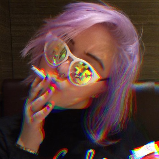 Maya Kibbel while smoking a cigarette