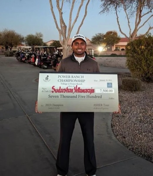 Sudarshan Yellamaraju after winning the ASHER tour event at the Power Ranch Championship