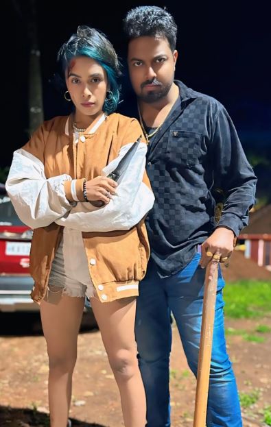 TA Anish with Aishwarya during the shoot of Jeevanada Bhashe