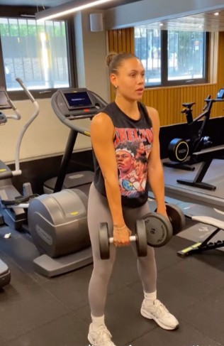 Trinity Rodman while working out at a gym