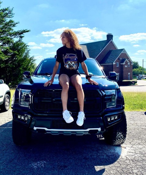 Trinity Rodman with her Ford F-150 Raptor