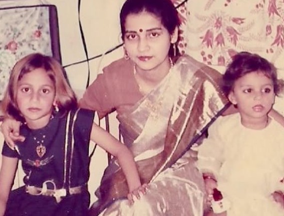 A childhood picture of Shazia Iqbal with her mother and sister