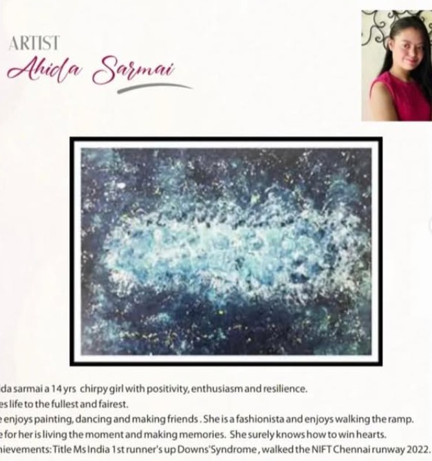 A painting by Ahida Sarmai being exhibited at the National Centre for the Performing Arts (NCPA) in Mumbai during the event The Art of India 2025 exhibition